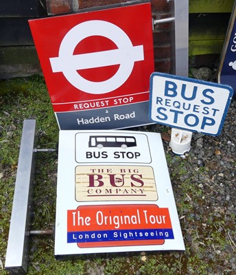 Lot 12 - Three bus stop signs, to include cast metal...