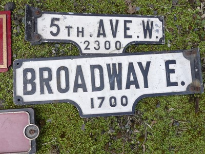 Lot 16 - Two American cast metal street signs for...