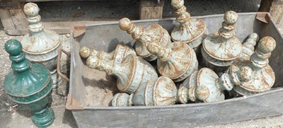 Lot 30 - A box of Victorian cast iron finials, probably...