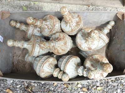 Lot 30 - A box of Victorian cast iron finials, probably...