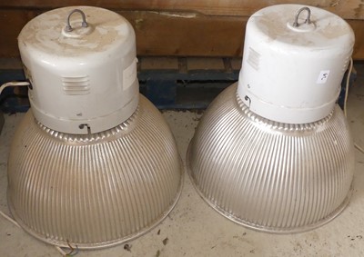 Lot 36 - Two industrial ceiling pendants, as fluted...
