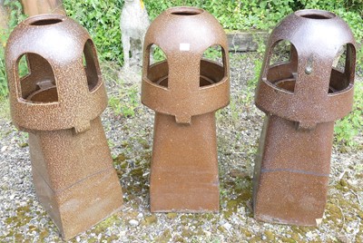 Lot 100 - Three glazed stoneware chimney pots, h.87cm