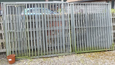 Lot 105 - A galvanised metal dog pen, in ten sections, h....