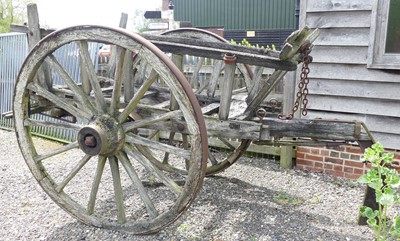 Lot 106 - A vintage oak and coopered oak hay cart, with...