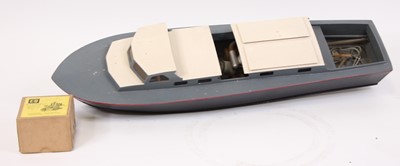 Lot 73 - A wooden kit-built model of a cabin cruiser,...