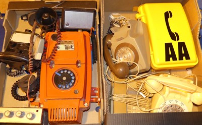 Lot 149 - Two boxes of old telephones, to include AA...