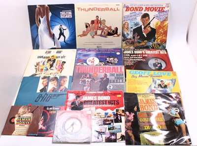 Lot 1859 - Collection of James Bond vinyls and LPS to...