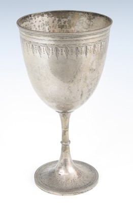 Lot 268 - A Victorian silver goblet, having a beaded rim...