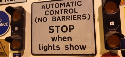 Lot 125 - A railway automatic crossing sign with lights