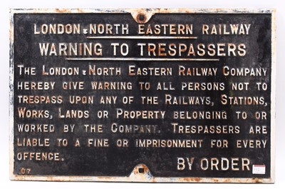 Lot 102 - London North Eastern Railway cast iron...