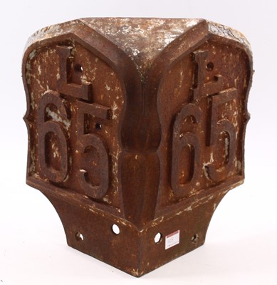 Lot 105 - Cast Iron distance market top, to read L65,...