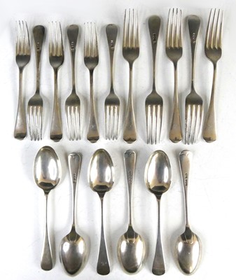 Lot 2239 - A matched suite of silver flatware, in the Old...