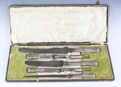 Lot 280 - An Edwardian five piece carving set to include...