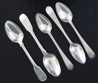 Lot 363 - A set of three George III silver teaspoons, in...