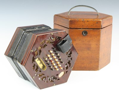 Lot 685 - A late Victorian concertina, of typical...