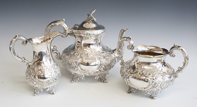 Lot 2143 - A Victorian silver three-piece tea set,...