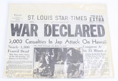 Lot 595 - An edition of the St. Louis Star-Times, dated...