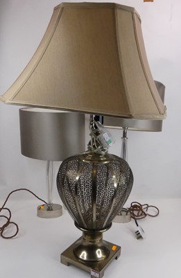 Lot 9 - A contemporary pierced metal table lamp, of...