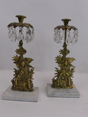 Lot 28 - A pair of figural brass table lustre...