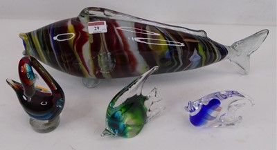 Lot 29 - A Murano multicoloured glass model of a fish,...