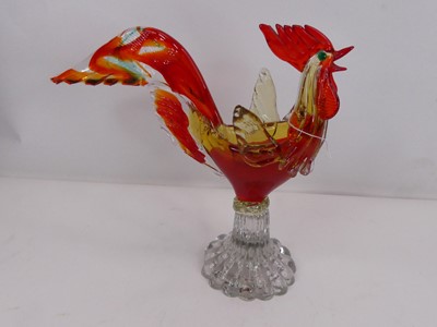 Lot 34 - A Murano glass model of cockerel, h.35cm