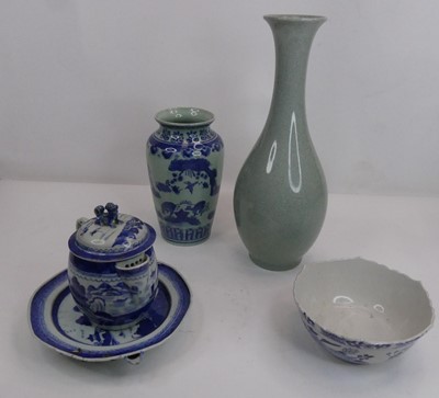 Lot 50 - A Chinese blue and white porcelain jug and...