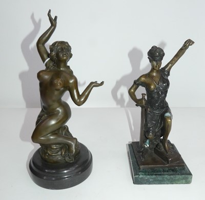 Lot 52 - A bronzed metal figure of a nude lady,...