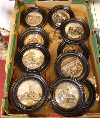 Lot 66 - A collection of Victorian prattware pot lids,...