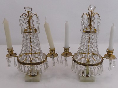 Lot 148 - A pair of onyx and gilt metal table candelabra,...