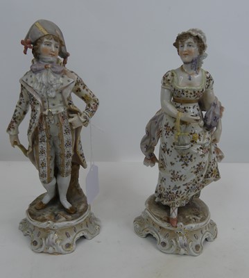 Lot 205 - A pair of continental porcelain figures, each...