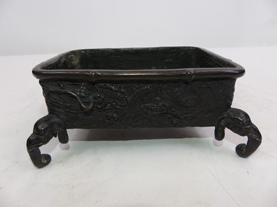 Lot 230 - A Japanese Meiji period bronze censer, relief...