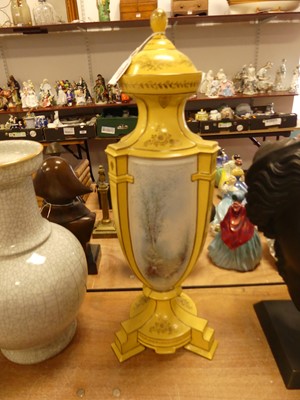 Lot 166 - A continental yellow glazed porcelain urn,...