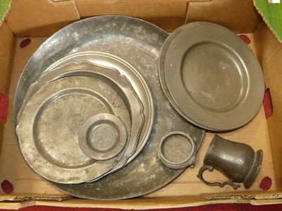 Lot 174 - A collection of antique pewter to include...