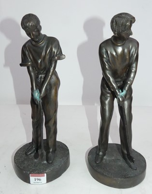 Lot 196 - A pair of bronze figures of golfers, each...