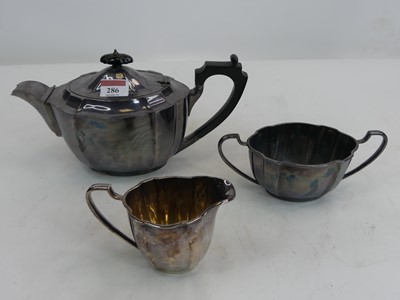 Lot 286 - A silver plated three-piece tea service