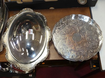 Lot 307 - A Sheffield silver plated galleried serving...