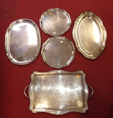 Lot 248 - A collection of four silver plated serving trays