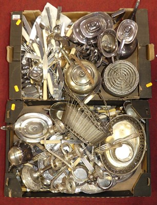 Lot 254 - Two boxes of silver plated wares, to include...