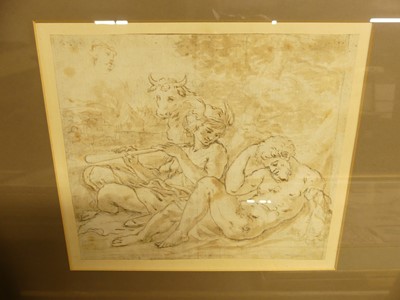 Lot 1047 - 18th century school - Mythical scene, pencil...