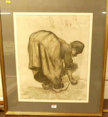 Lot 1055 - After Vincent van Gogh - Woman gleaning,...