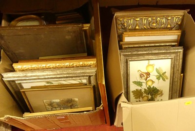 Lot 1087 - Two boxes of assorted prints and frames etc,...