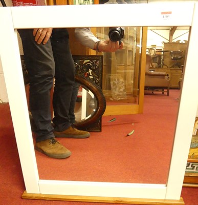 Lot 1103 - A painted wooden wall mirror; together with a...