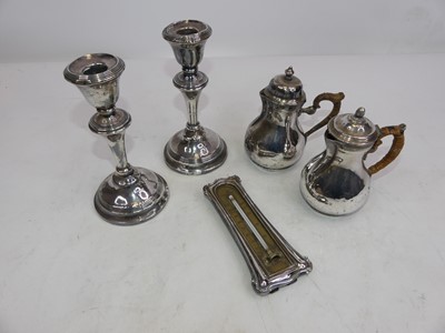 Lot 469 - A pair of George VI silver table candlesticks,...