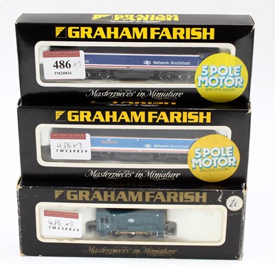 Lot 486 - Three N Gauge Graham Farish Diesel Locomotives:...