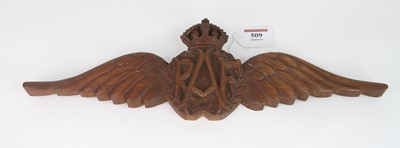 Lot 509 - A pair of Royal Air Force carved wood wings, w....