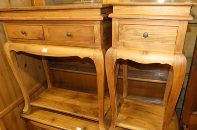 Lot 1198 - A contemporary teak two-drawer two-tier side...