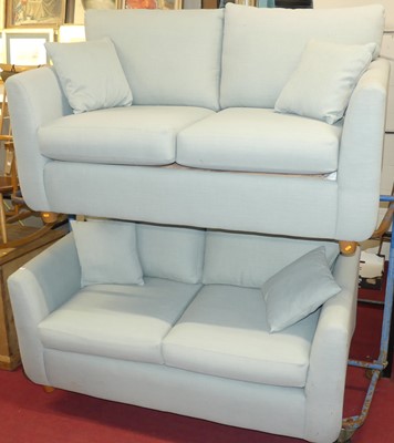 Lot 1202 - A contemporary pale blue fabric upholstered...