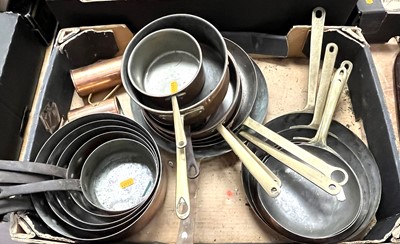 Lot 592 - A set of five graduated copper saucepans, each...