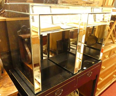 Lot 1218 - A pair of contemporary cube shape mirrored...