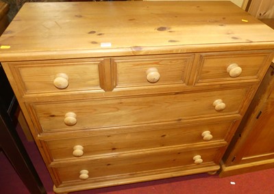 Lot 1222 - A contemporary pine round cornered chest of...